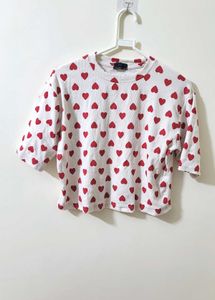 Koren Style Heart Shape White Crop Top
