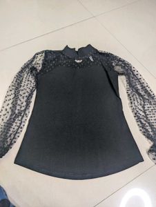 Stylish Black Top Sheer Sleeves