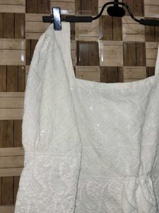 White Chikankari Short Kurta