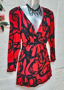 🎁Buy 2 Get 1 Free 🎁Red &amp; Black Print Top