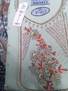 Pista Green Colour Dress Material Beautiful