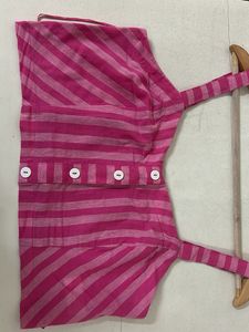 Pink Striped Crop Top