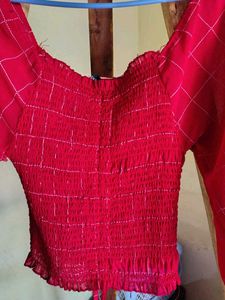 Women Red Crop Top