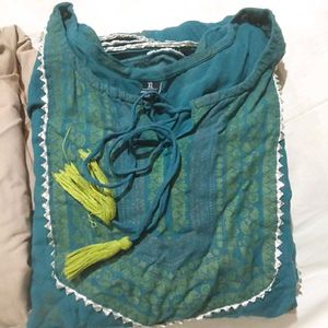 Teal &amp; Silver Detail Dress