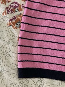 Pink Striped Sleeve Top