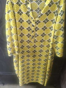 Yellow Print Tunic Top