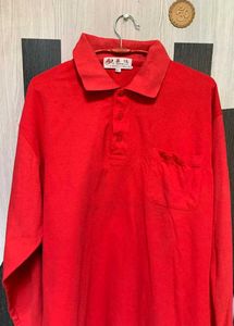 Red vintage Long Sleeve Polo Shirt