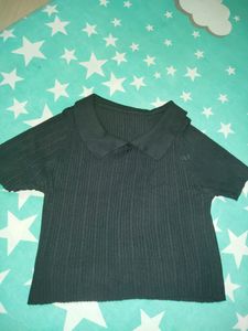 Black Polo Crop Top..