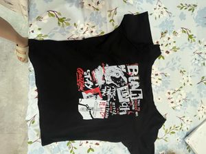 Graphic Print Black pull over T-shirt