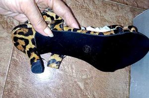 Leopard Print Kitten Heel Sandals