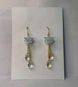 Handmade Blue Floral Earrings with Golden Chains ✨