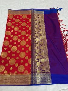 Bright Red and Purple Banarasi Heavy Dupatta