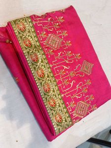 Pink Embroidered Saree🌸