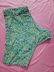 🌿 Green Floral High-Waist Bikini Bottom – Double