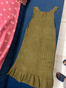 Olive Green Knit Midi Dress