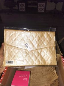 Quilted Gold Clutch By Plum