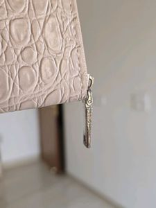 MANGO Croc Effect Beige Wallet