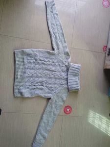 Gray Cable Knit Turtleneck Sweater