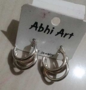 Silver Tone Triple Hoop Earrings