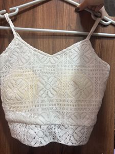 White Lace Crop Top