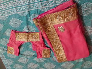 Pink Half Net Saree