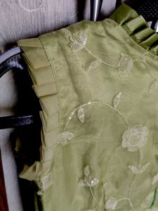 Pista Green Party Wear Girls Frock