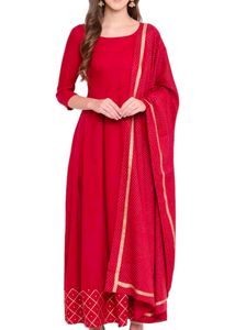Stylum Women&#39;s Rayon Kurta with Dupatta Set