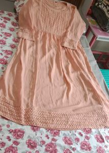 Peach Embroidered Kurta Set