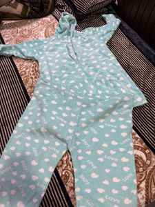 Blue Colour Fleece Night Suit Women