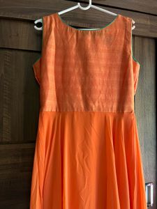 Fit and Flare Coral orange ethnic gown