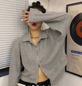 Gray Zip-Up Knit Jacket
