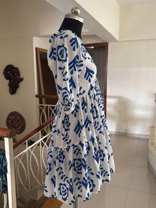 Blue &amp; White Print Dress ₹600 Sale ⚡️⚡️