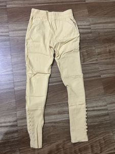 Light Yellow Button-Detail Pants