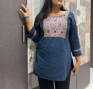 Embroidered Cotton Tunic Top/ Short Kurti