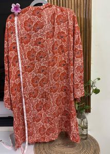 Orange Floral Print Shrug