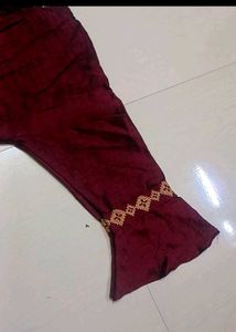 Maroon Embroidered Kurta