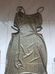 Metallic Mini Dress with Cutouts