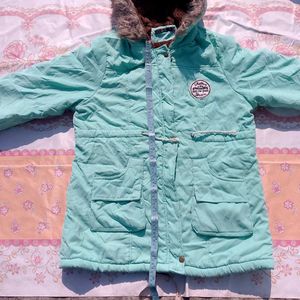 Women’s Mint Green Winter Jacket | Fur Hood