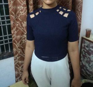 Dark Blue Party Crop Top