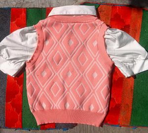 Pink Diamond Knit Sweater Vest