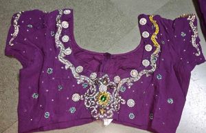 Purple Embellished Saree with Stiched Blouse