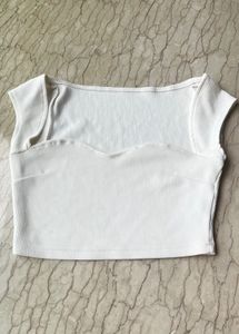 Ribbed White Crop Top