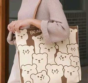 Cute Bear Print Tote Bag