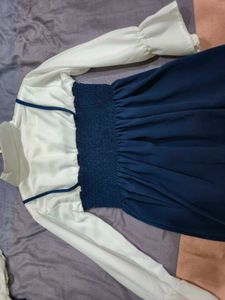 White And Blue Frock Style Top