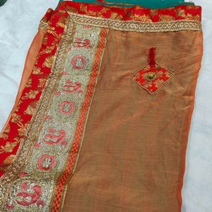 Pot Pattern Border Double Colour Saree