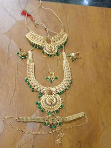 Gold With Green Drop Bridal Jewellery Set