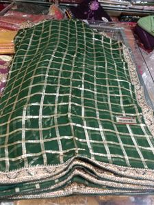 Green Checked Saree