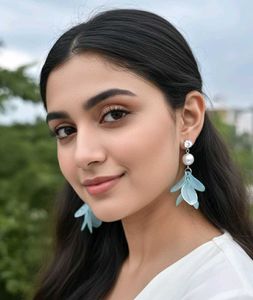 Blue Flower Drop Earrings