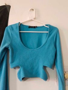 Stylish Blue Cut Top