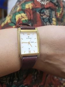 Titan Gold-Tone Rectangle Watch